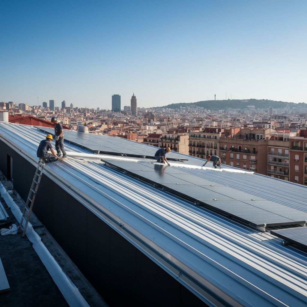 Aplicación de impermeabilización en cubierta industrial — Barcelona